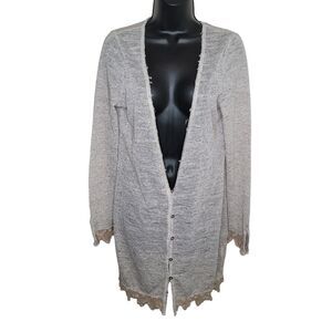 Free People Lace Trim Knit Cardigan size Medium